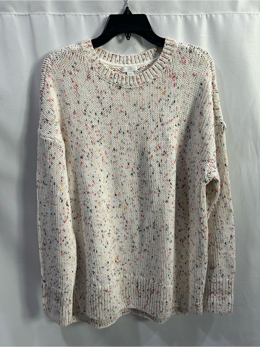 J. Jill Cream Confetti Speckled Crewneck Sweater with Multicolor Flecks LN